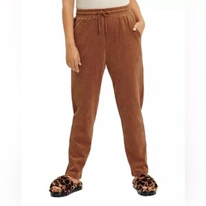 UGG Averey Corduroy Pants S Brown 100% Cotton Drawstring Neutral Joggers Pockets